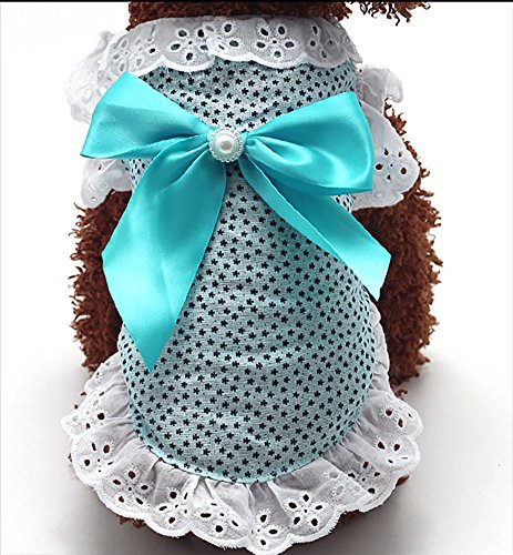 MaruPet Summer Sweet Puppy Doggie Hollow Dot Printed Princess Dress Pet Dog Lace Cake Camisole Tutu Dress with Bowknit - Image 2