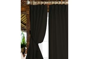 Magic Drapes Pinch Pleated Blackout Curtains with Hooks & Tiebacks Room Darkening Thermal Insulated Window Curtains for Sliding Door, Patio Door W(50"+50") L108 (2 Panels, Black)