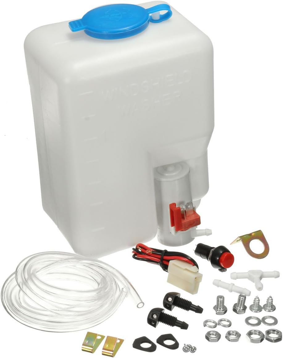 Sammiler - 12V Universal Car Windscreen Washer Bottle Kit with Pump Jet Button Switch 160186