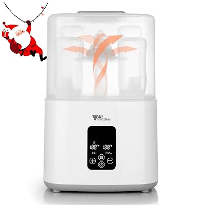 amzdeal 6-in-1 Baby Bottle Sterili-zer and Dryer, BPA Free Electric Steam Bottle Warmer with LCD Display, All-Round Sterili-zation and HEPA Filter,