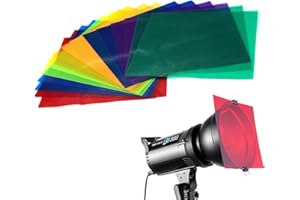 COLOR MOGU 16 Pack Colored Overlays Transparency Color Film Plastic Sheets Correction Gel Light Filter Sheet,20 by 20cm,8 Assorted Colors