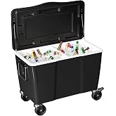 Outvita Beverage Ice Cooler Cart, 100 Quart Outdoor Rolling Cooler Chest, Mobile Insulated Drink Cart for Garden, Picnic, Camping &amp; Family Gatherings