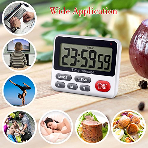 Digital Kitchen Countdown Timer - AIMILAR Count Up Down Cooking Timer Clock with Alarm Magnetic White