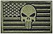 Backwoods Barnaby Skull USA American Flag Tactical Morale Patch with Hook (AP OD Green, 2