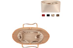 ZTUJO Purse Organizer Insert For Handbags, Silk Purse Organizer with Zipper, Silky Smooth, Bag Organizer For Speedy Neverfull Tote,onthego,Artsy, 6 Sizes(Small, Silky Beige)