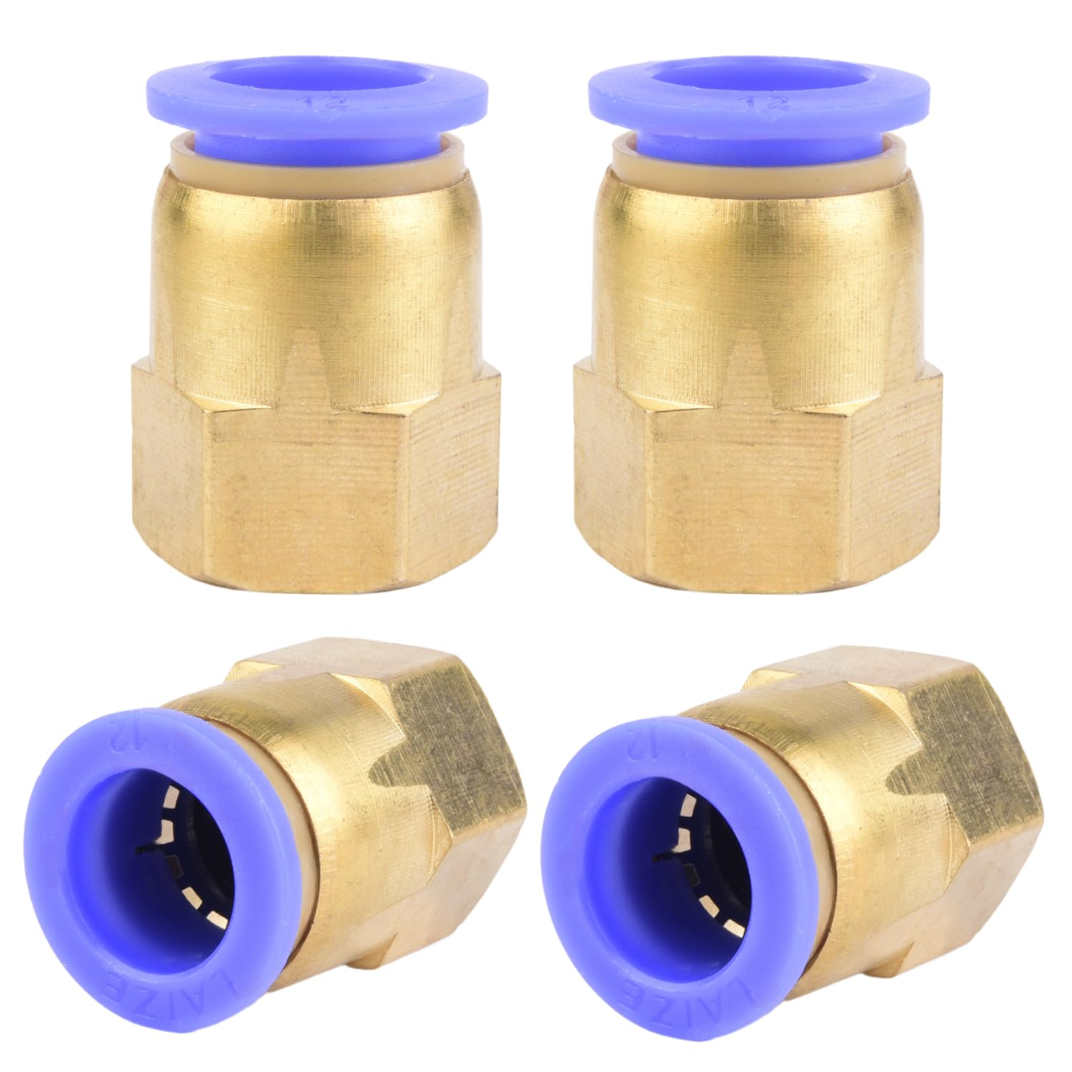 Pack of 4 12 mm Pipe Outer Diameter x 1/8 Inch PT Female Thread Straight Screw Connection Pneumatic Adapter Push In Connection Industrial Quality Plug Connections Inline Pneumatic Connection Fittings