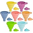 Kitchen Funnel Set 7 Pack, Collapsible Silicone Funnel for Filling Bottles, Beverage, Lab, Oil, Paint - Kitchen Gadgets Accessories Multicolor