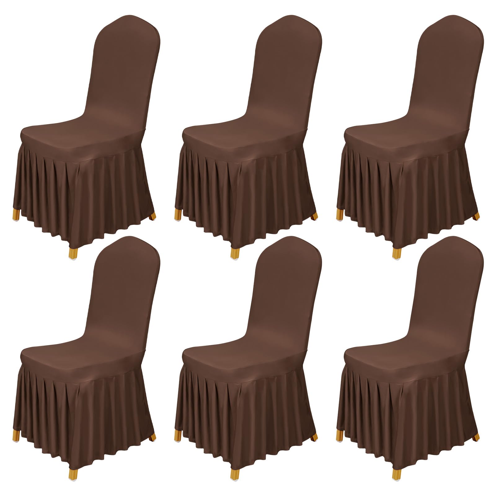 Photo 1 of Babenest 6pcs Chair Cover Skirt, Washable Universal Parson Chair Protector with Long Skirt, Anti-Dirty Stretchy Dining Room Skirted Chair Slipcover for Home, Kitchen, Hotel, Ceremony, Party(Red)