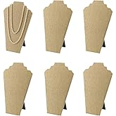 7TH VELVET 6pcs/ Pack 12.5inches Necklace Display Stands Easel Jewelry Organizer Stands for Show, Necklace Bust (Beige Linen 6pcs)