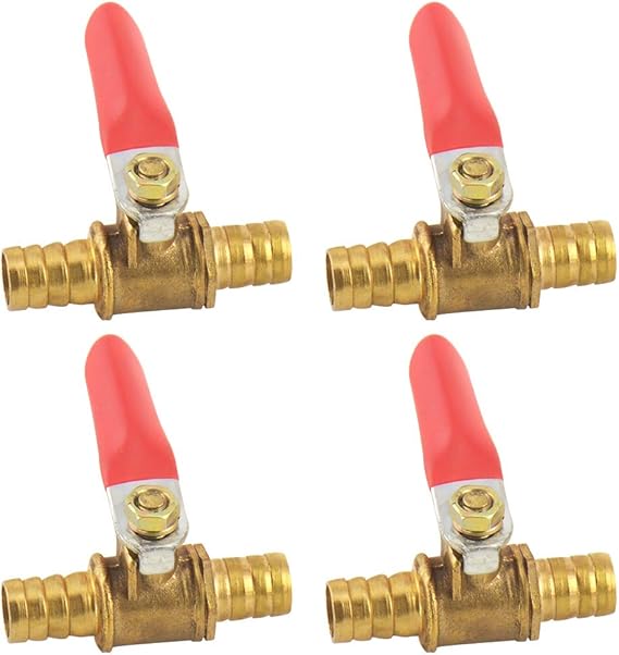 4PCS 3/8 Inch Hose Brass Barb x Barb Mini Ball Valve Shut
