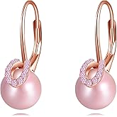 POPLYKE Pearl Earrings for Women Sterling Silver Leverback Earrings Elegant Jewelry Gift for Women
