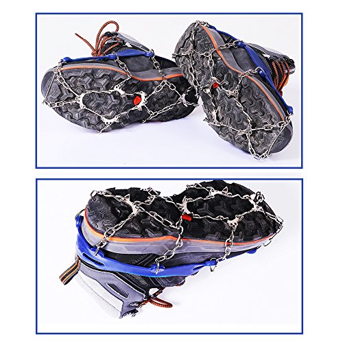 xiaoban 10 Teeth Universal ice Grip Anti-Slip Shoe Cover with Stainless Claw for Outdoor Activities,Hiking,Climbing,Hunting,Fishing and Snow Weather (Blue, M) - Thumbnail 2