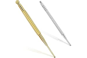 BLMHTWO 2 Pieces Acupressure Pen, Dual Head Reflexology Acupuncture Pen Deep Tissue Massage Stainless Steel Retractable Ear and Body Point Probe Pen for Home SPA (Gold and Sliver)
