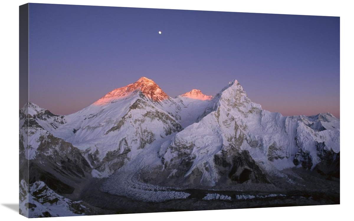 Global Gallery Moon Over Summit of Mount Everest, Lhotse, and Nuptse, Sagarmatha NP, Nepal-Canvas Ar