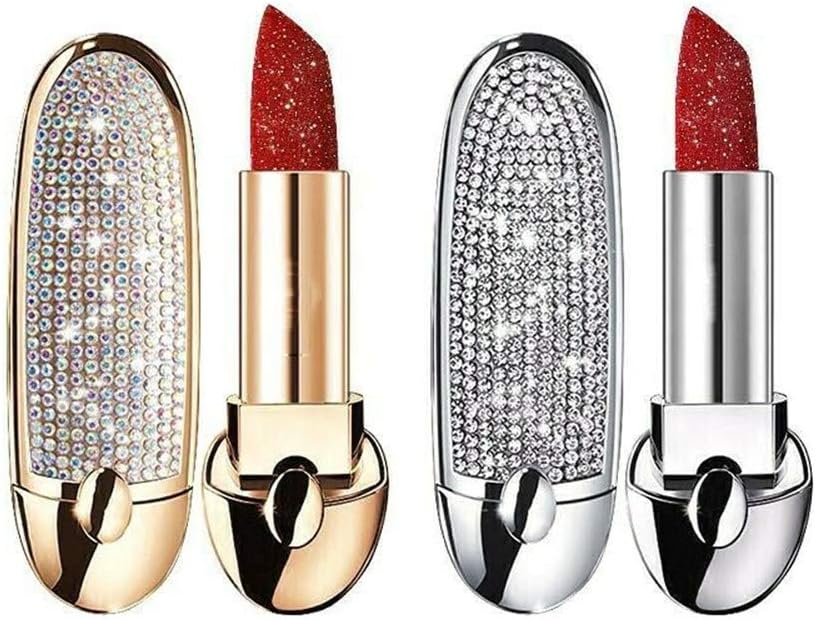 Appearancees Gemstone Bright Star Lipstick Schoolgirl Velvet Moisturizing Lip Balm Matte Lipstick Case with Mirror Beauty Makeu (Vintage brick red (with flash))