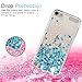 LeYi for iPod Touch 7 Case, iPod Touch 6 Case, iPod Touch 5 Case with Tempered Glass Screen Protector [2 Pack] for Girls, Glitter Liquid Clear Phone Case (Blue)