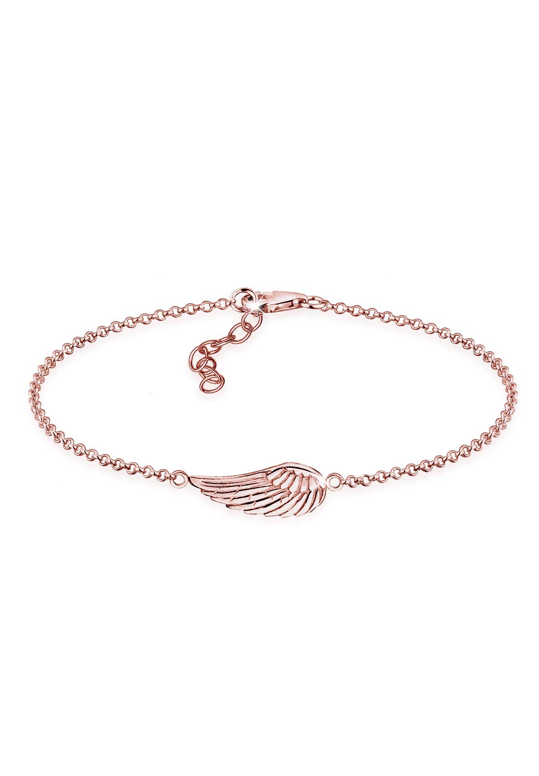 Elli Women's 925 Sterling Silver Rose Gold Plated Wing Guardian Angel Bracelet of Length 18 cm