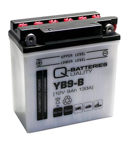 Q-Batteries Motorrad-Batterie YB9-B 50914 12V 9Ah 130A