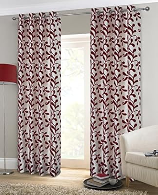 Amazon Com Alexandra Cole Red Floral Curtains 84 Inch Length