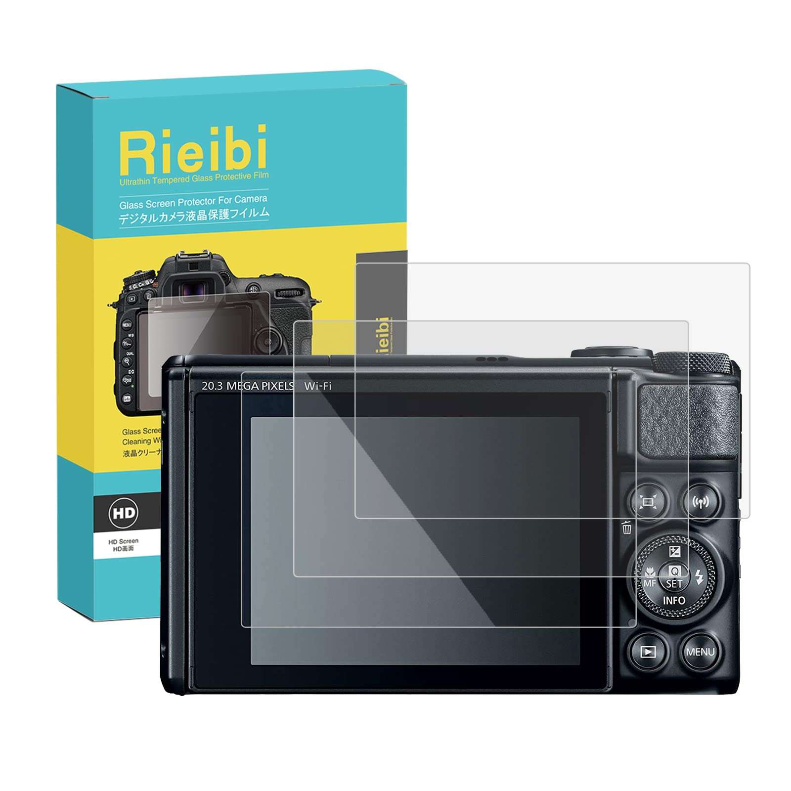 Rieibi (3 Packs) Screen Protector for Canon PowerShot SX740 SX730 Digital Camera, 0.33mm 9H Hardness Tempered Glass Film for Canon SX740 SX730 Anti-Fingerprint Anti-Scratch Ultra-clear