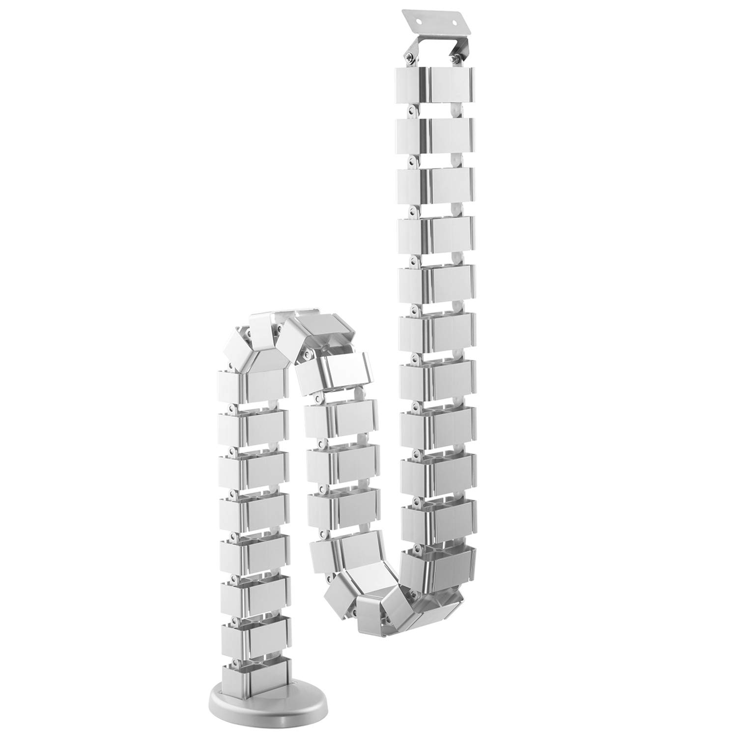 Allcam 1.3m Cable Slinky/Spine for Height-adjustable Standing Desks, Under-desk cable management tidy kit - Silver