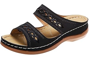 ZHOUXINGB Life Strides Women Sandals Womens Wedges Sandals Tan Women Summer Solid Color Slip On Casual Open Toe Wedges Soft Bottom Breathable Slippers Shoes Sandals Sandals for Wedge Lace up Sandals for Women