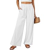 SEMARO Womens Casual Linen Feel Wide Leg Pants High Waist Palazzo Flowy Trousers Beach Vacation Outfits 2025