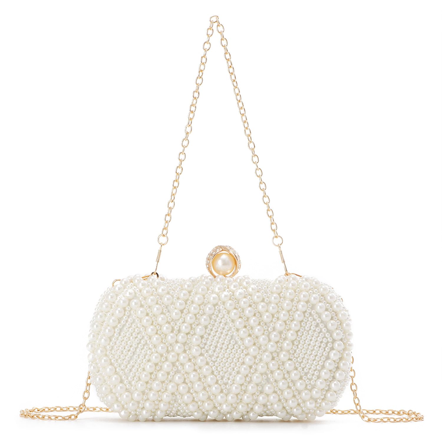EVEOUT Women Pearl Clutch Elegant Bride Purse Wedding Handbag Shoulder Bag for Dinner Party