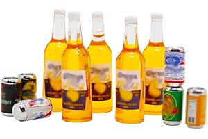 HIAWBON 1:12 Scale 11 Pcs Miniature Beer Bottles and Beer Cans Mini House Drink Accessories for Fairy Garden Pub Bar Decoration Dollhouse Beer Glass Model