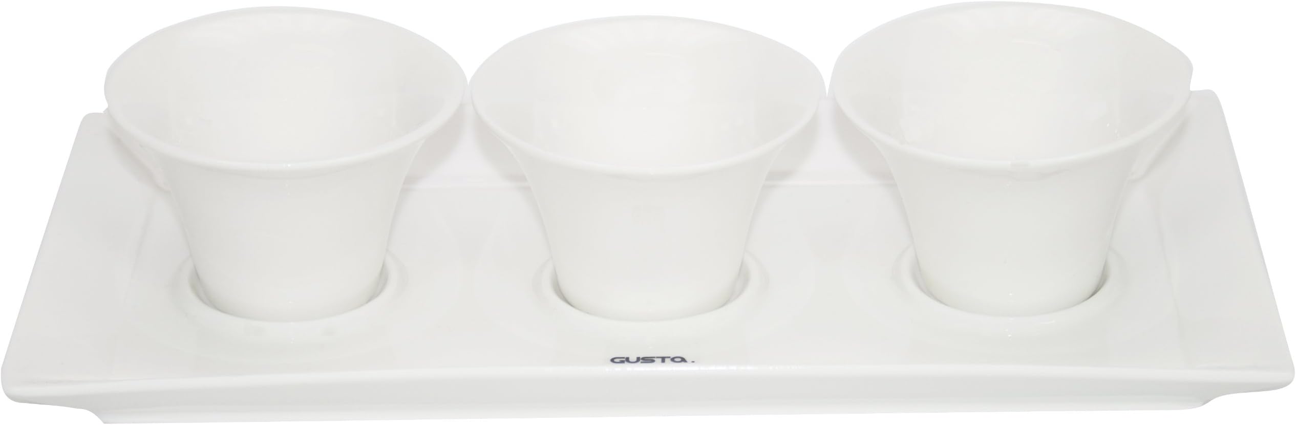 Gusta 3 Section Snack Dish, White