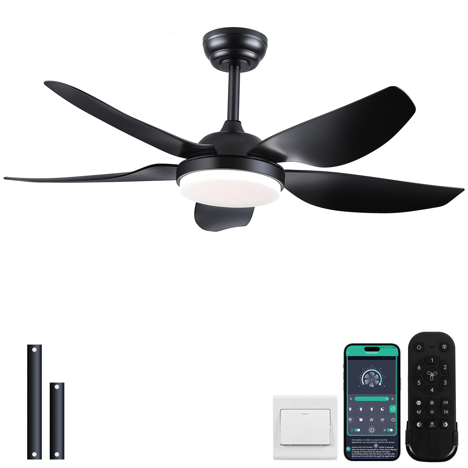 Kviflon 46 Inch Ceiling Fans with Lights and