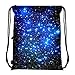 Meffort Inc Lightweight Drawstring Bag Sport Gym Sack Bag Backpack with Side Pocket - Galaxy Stars
