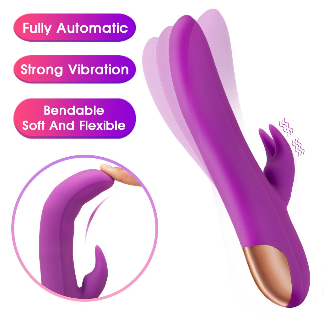 Fondlove Rabbit Vibratoren für sie Klitoris und G Punkt Vibration mit 12 Frequenz 7 Vibrationsmodi Dual Motor automatischer Stoßfunktion Beheizbar Wasserdicht Extrastark Wiederaufladbar Erotik Sexspielzeug