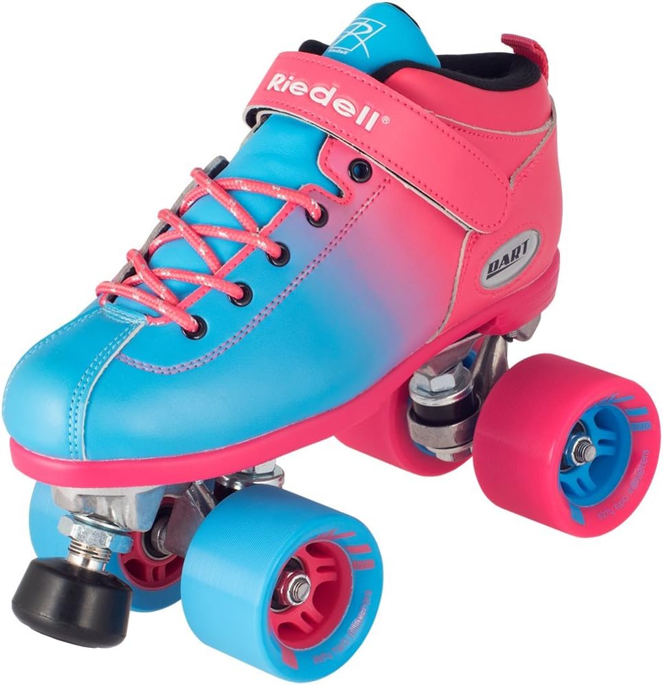 Riedell Quad Roller Skates - Dart Ombre- Fade Color (Pink-Blue, Size 6)