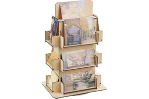 Livoccur Sticker Display, 3 Tier Sticker Display Stand for Vendors, 4-Sided Sticker Holder, Wood Card Display Stand, 360 Degree Sticker Display Stand for Stickers, Craft Show, Hallmark, Coasters,