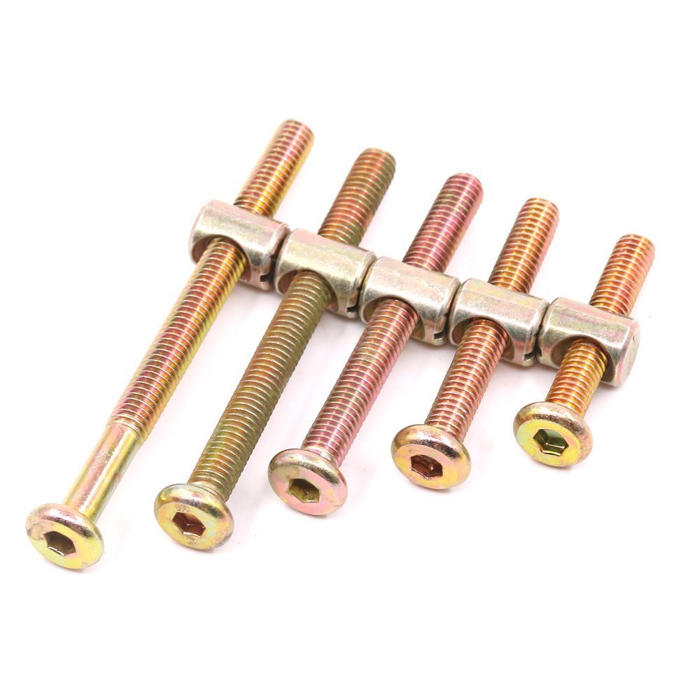 Hilitchi 100Pcs M6 x 40/50/60/70/80mm Zinc Plated Crib Screws Hex