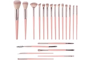 20PCS Pink Professional Makeup Brush Set, Premium Synthetic Brushes for Foundation, Concealer, Eyeshadow, and Blush.
