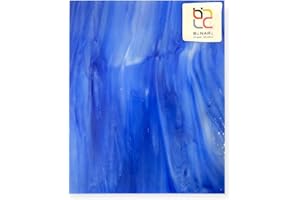 8" X 12" Steel Blue, White Opal Wissmach Stained Glass Sheet - (1 Sheet) by BiNARi Glass Studio