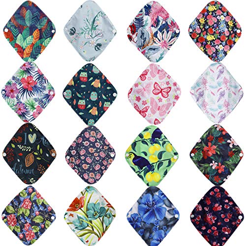 Simfamily 7 Pieces Set Including 1 Piece Mini Wet Bag +6 Pieces 8 Inch Charcoal Bamboo Panty Liner Mama Cloth Menstrual Pads Reusable Sanitary Pads
