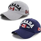2 PCS Canada Hats for Men Women, Adjustable Embroidered Cotton Maple Leaf Flag Golf Baseball Cap, Funny Canadian Souvenirs
