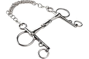 Kadimendium Horse Pelham Bit, Stainless Steel Jointed Mouth Pelham Bit Gnaw Resistant Comfortable Practical with Chain for Ho