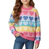 WELAKEN Girls Sweater Colorful Patterned Crewneck Long Sleeve Knit Pullover