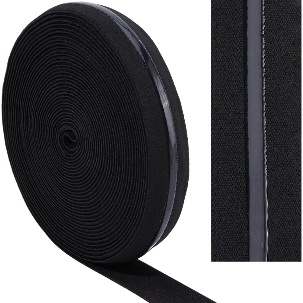 GORGECRAFT 10Yds*26mm Non-Slip Elastic Ribbon Silicone Gripper Band Stretch Tape Trim Rubbers Straps Webbing Belt Waistband Spool for Sewing Clothes Garment Crafts Sports Shorts Black