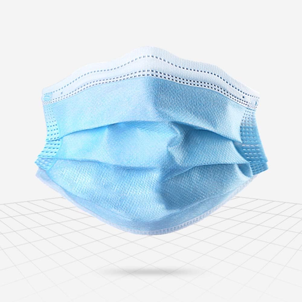 HS-ZGC 50-Piece Industrial Medical Safety Breathable Mask, Blue Disposable Surgical Mask, Respirator with Earmuffs