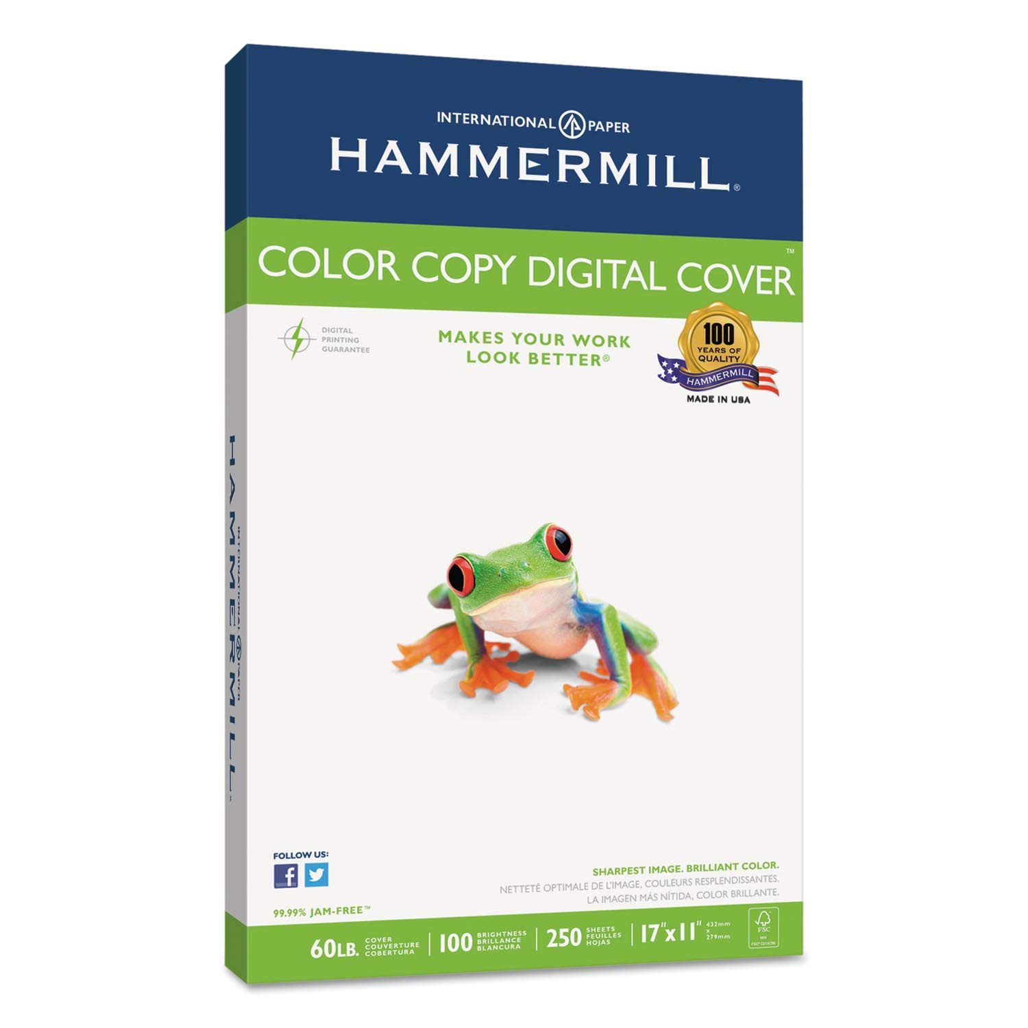 5 STACK Hammermill Products - Color Copy Cover Paper, 60 lb., 17"x11", 100 GE/118 ISO, WE - Sold as 1 RM - 