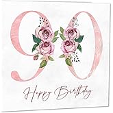 90th Birthday Card for Women - Floral 90th Birthday Cards for 90 year old woman Ninety Ninetieth Ladies Nan Grandma Mum Aunt Sister Mom Friend