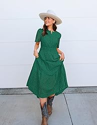 ZESICA Women's 2025 Summer Short Sleeve Maxi Dress
