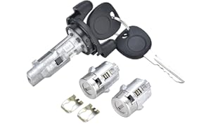 DNGBYMX Ignition Switch Lock Cylinder with Pair Front Door Lock Cylinder Compatible with 1999 2000 Chevy Silverado Tahoe Suburban GMC Sierra Replace OE# 704600 + 702912 X2 + 598007 X2 (No chip)