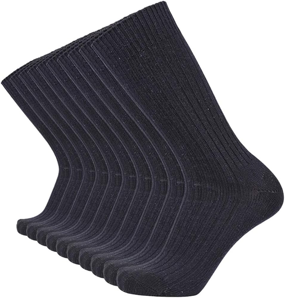 Enerwear 10P Pack Men's Cotton Moisture Wicking Business Crew Socks (10