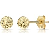14k Yellow Gold Diamond-cut Ball Stud Earrings
